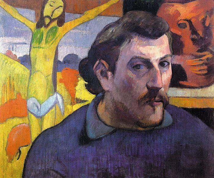 Self Portrait with Yellow Christ - Paul Gauguin Painting